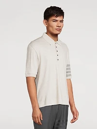 Short-Sleeve Wool Polo With 4-Bar Stripe