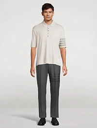 Short-Sleeve Wool Polo With 4-Bar Stripe