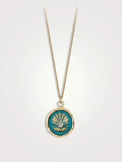 True Colors The World is Your Oyster 14K Gold Signature Talisman Necklace With Diamond