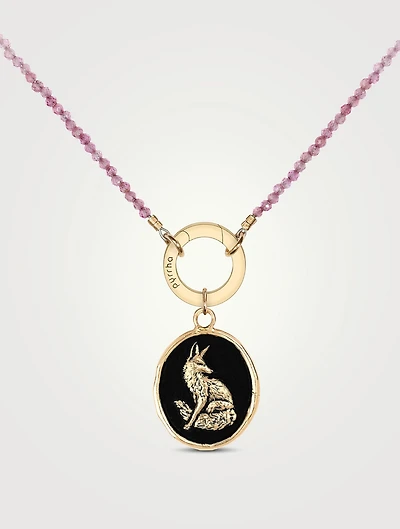 Trust In Yourself 14K Gold Talisman Ruby Beaded Choker Necklace