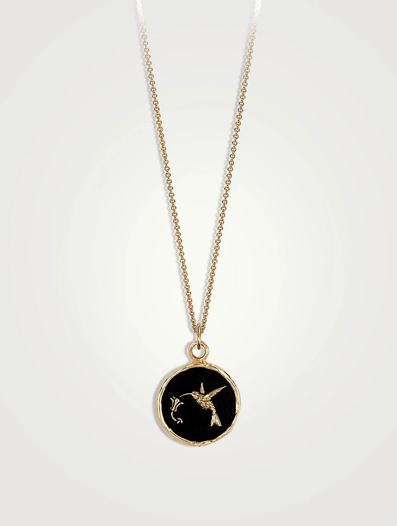 Hummingbird 14K Gold Talisman Necklace