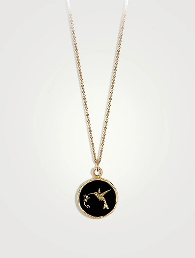 Hummingbird 14K Gold Talisman Necklace