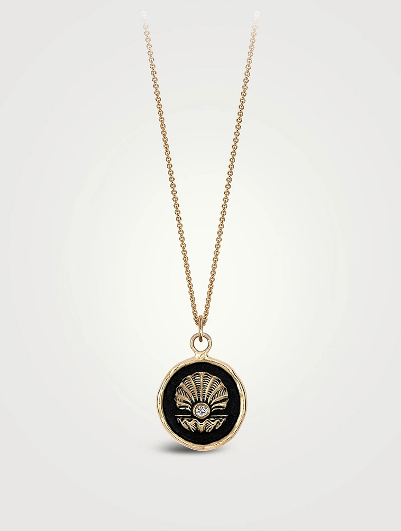 The World Is Your Oyster 14K Gold Talisman Necklace With Diamond