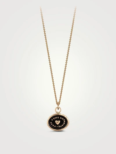 Heart Print 14K Gold Talisman Necklace
