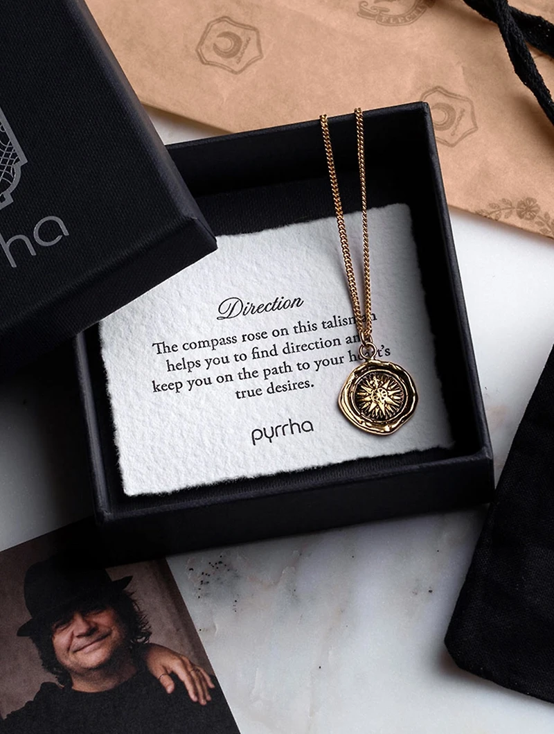 Live Every Moment 14K Gold Diamond Crown Talisman Necklace