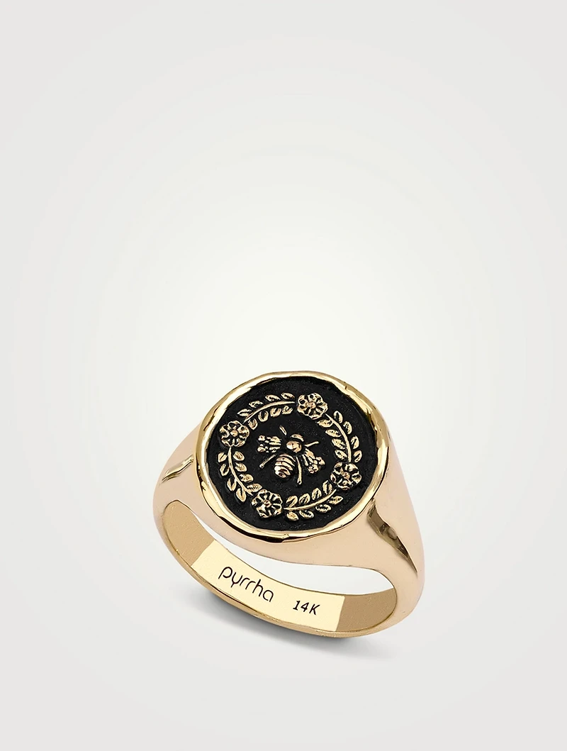 Honeybee 14K Gold Talisman Signet Ring