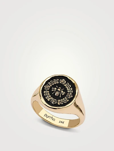 Honeybee 14K Gold Talisman Signet Ring
