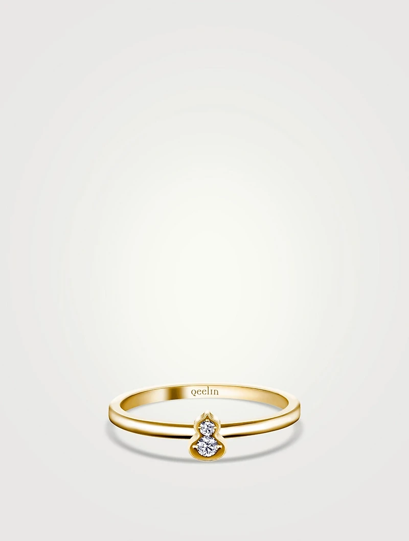 Qixi Wulu 18K Gold Mini Solitaire Ring With Diamonds