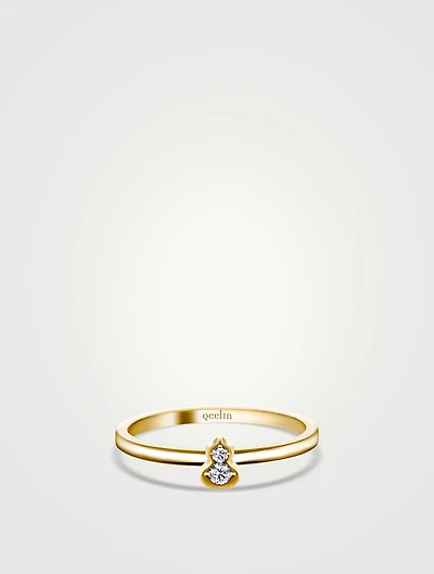Qixi Wulu 18K Gold Mini Solitaire Ring With Diamonds