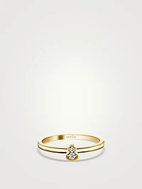Qixi Wulu 18K Gold Mini Solitaire Ring With Diamonds