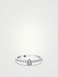 Qixi Wulu 18K White Gold Mini Solitaire Ring With Diamonds