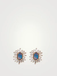 One-Of-A-Kind Bold Spark 18K Rose Gold Earrings With Opal And Diamonds
