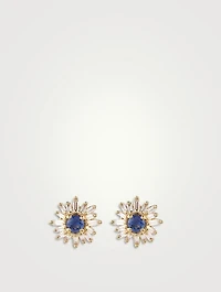 One-Of-A-Kind Spark 18K Gold Earrings With Dark Blue Sapphire