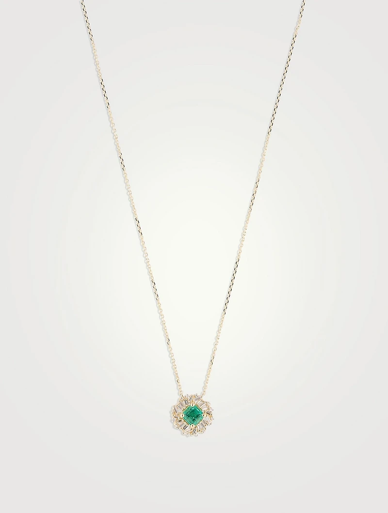 One-Of-A-Kind Spark 18K Gold Necklace With Emerald And Diamonds