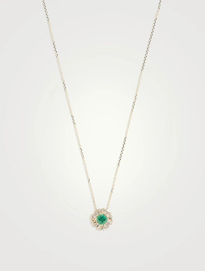 One-Of-A-Kind Spark 18K Gold Necklace With Emerald And Diamonds