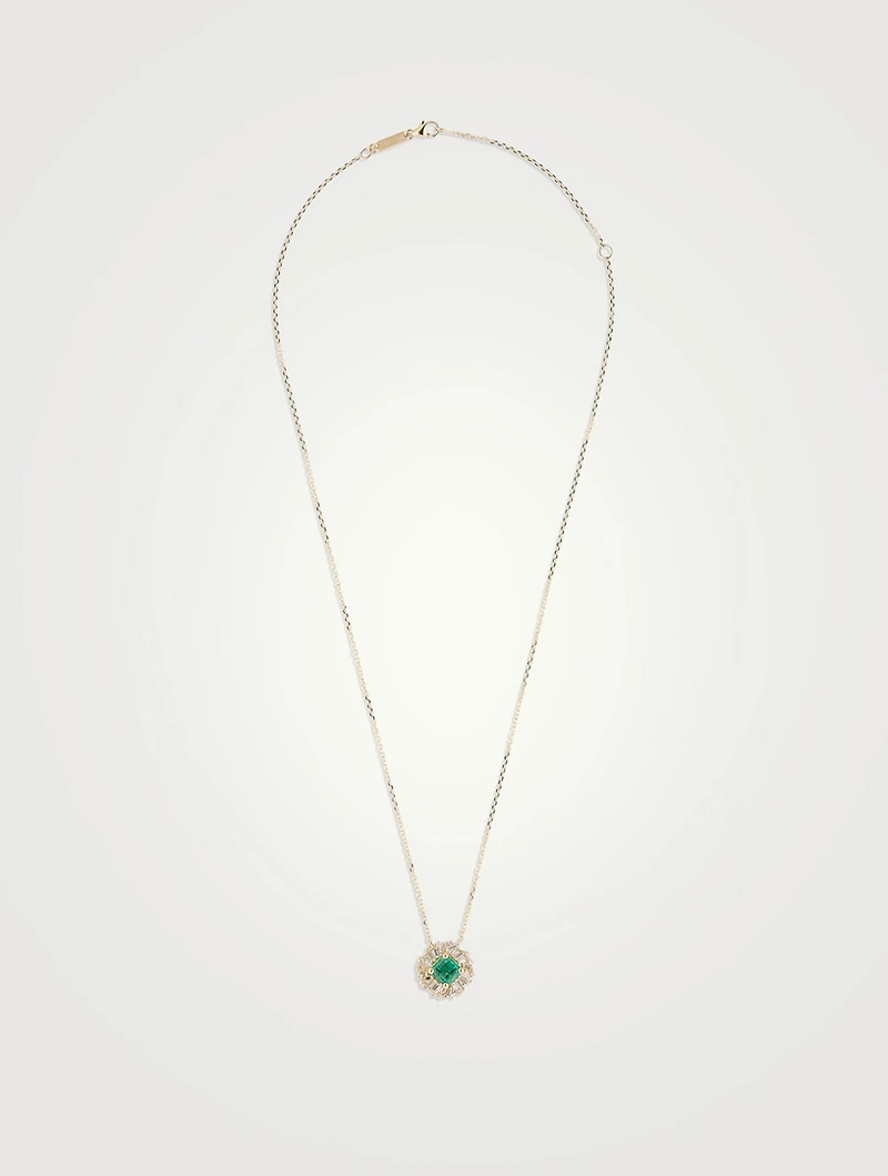 One-Of-A-Kind Spark 18K Gold Necklace With Emerald And Diamonds