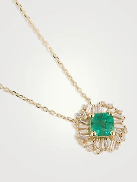 One-Of-A-Kind Spark 18K Gold Necklace With Emerald And Diamonds