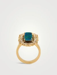 One-Of-A-Kind 18K Gold Opal Cocktail Ring With Green And White Diamonds
