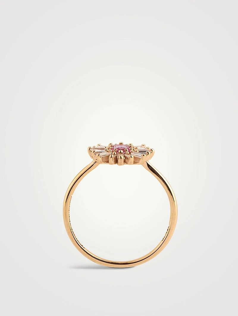 One-Of-A-Kind Spark 18K Rose Gold Pink Sapphire Ring With Diamonds