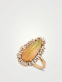 One-Of-A-Kind 18K Rose Gold Opal Ring With Diamonds