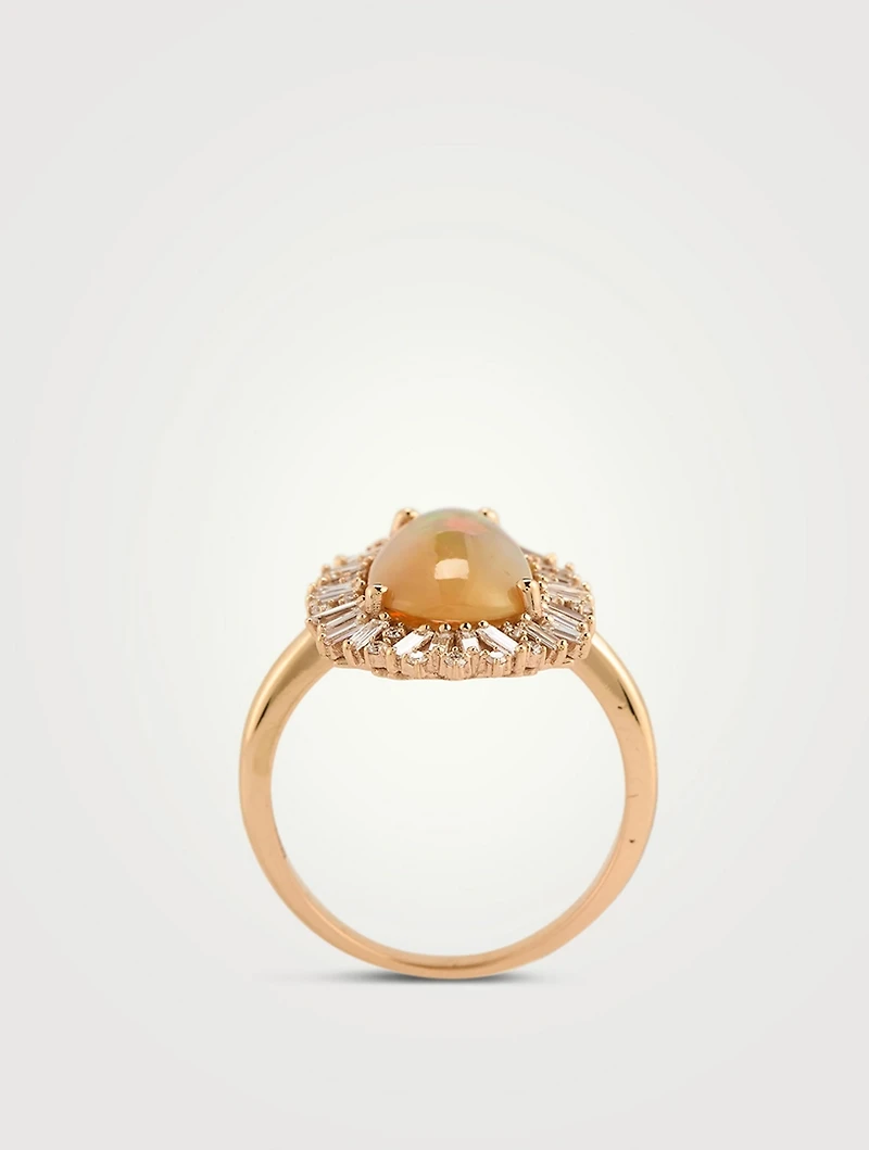 One-Of-A-Kind 18K Rose Gold Opal Ring With Diamonds