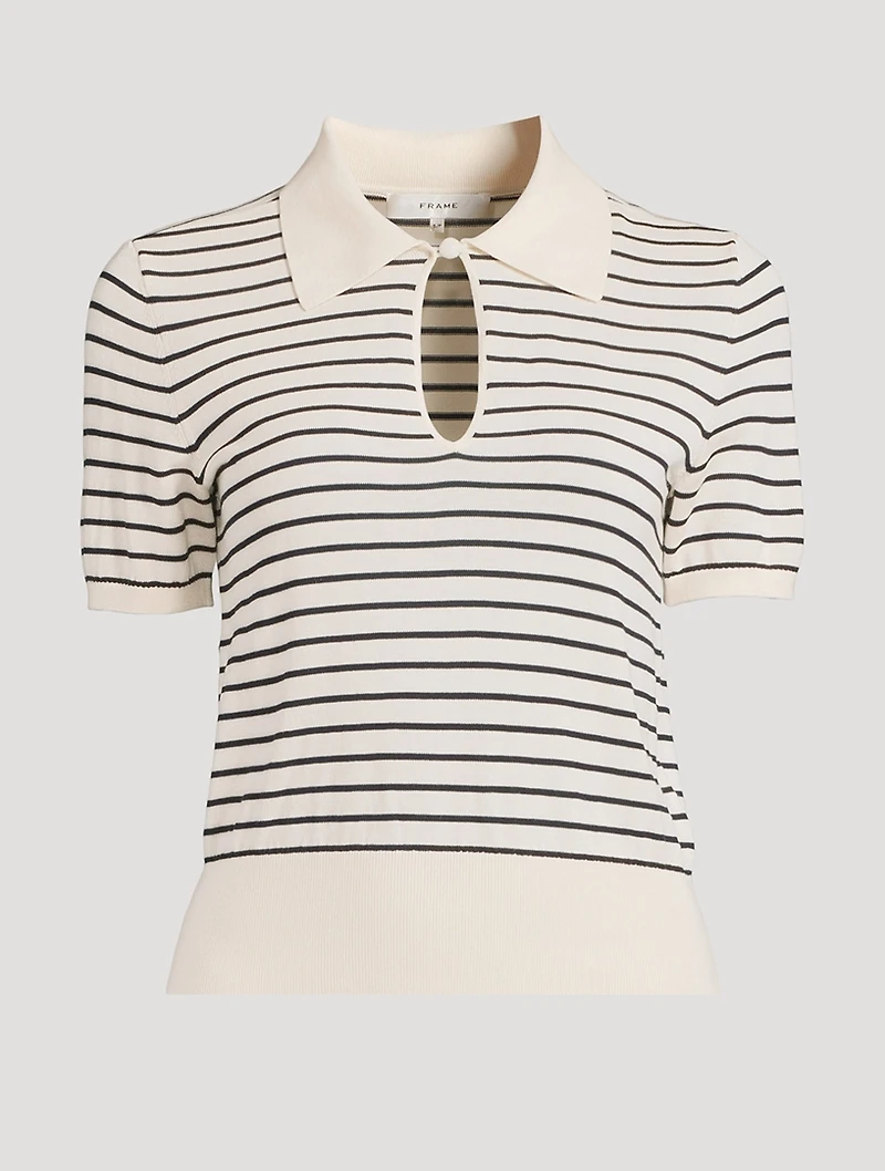 The Keyhole Stripe Jacquard Polo Shirt
