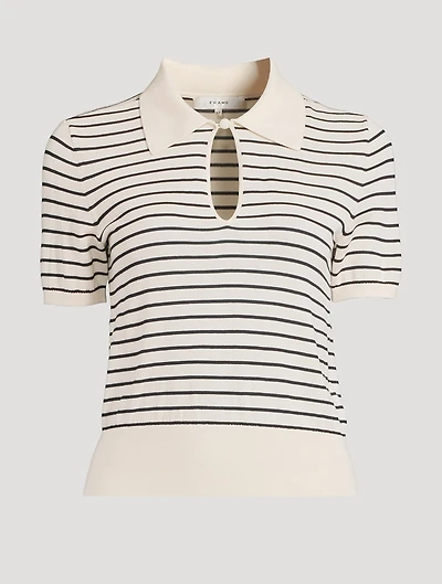 The Keyhole Stripe Jacquard Polo Shirt