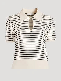The Keyhole Stripe Jacquard Polo Shirt