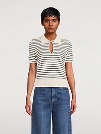 The Keyhole Stripe Jacquard Polo Shirt