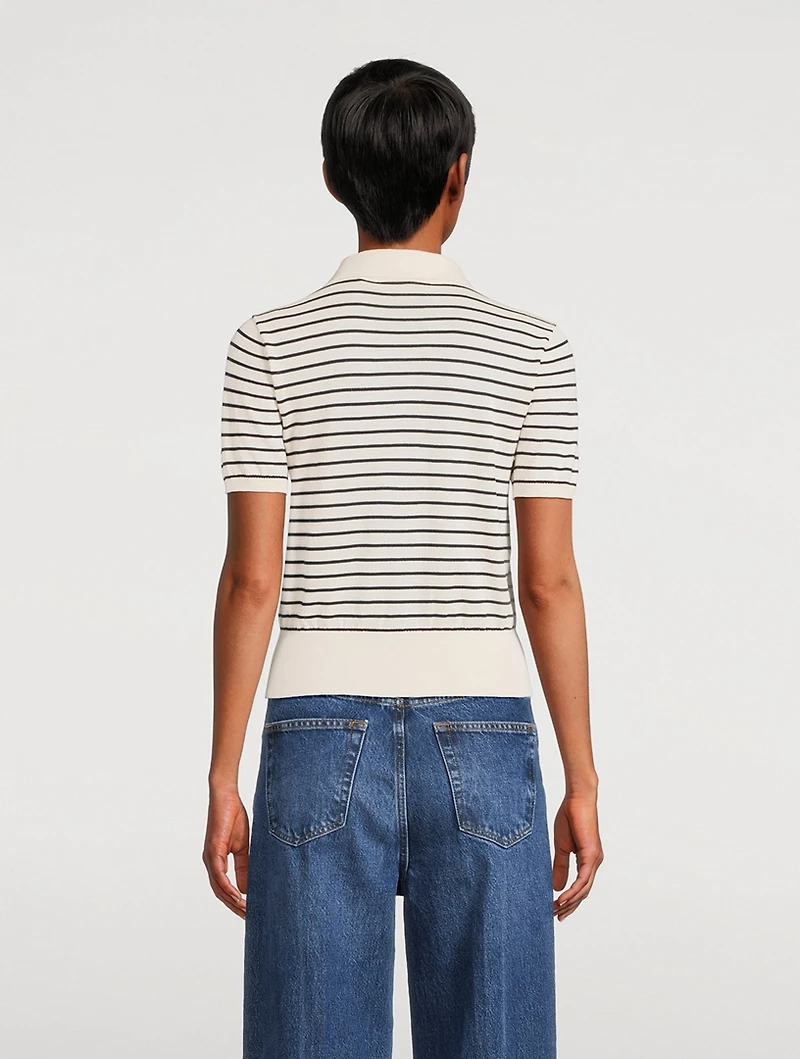 The Keyhole Stripe Jacquard Polo Shirt