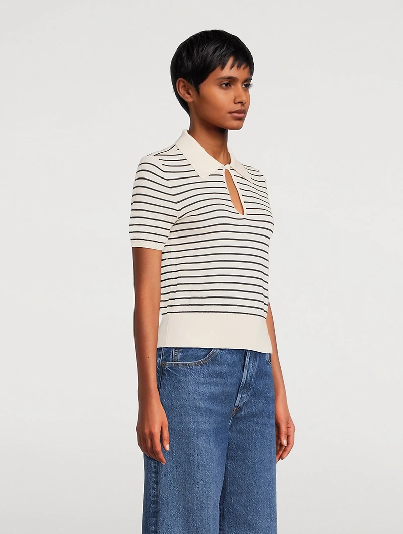The Keyhole Stripe Jacquard Polo Shirt