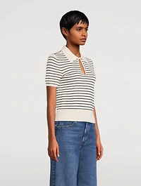 The Keyhole Stripe Jacquard Polo Shirt