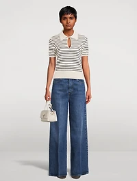 The Keyhole Stripe Jacquard Polo Shirt