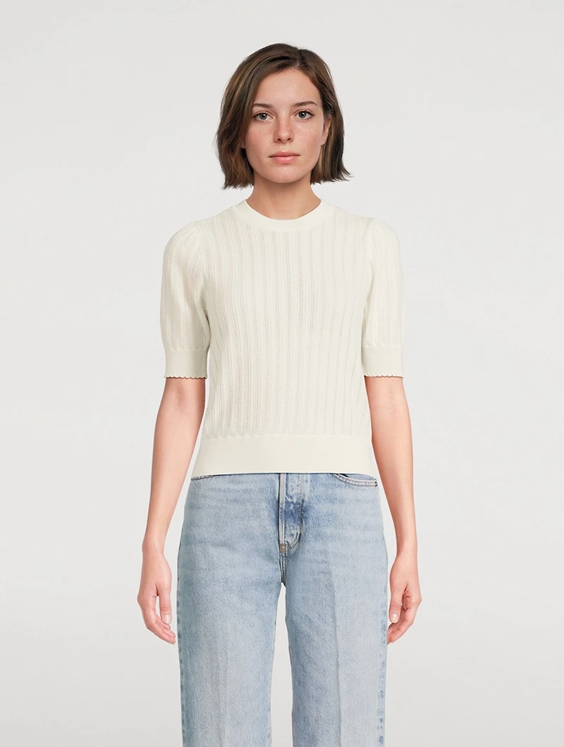 The Ladder Pointelle Cashmere Sweater