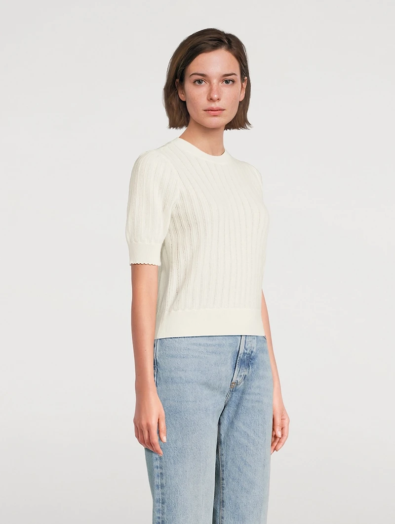 The Ladder Pointelle Cashmere Sweater