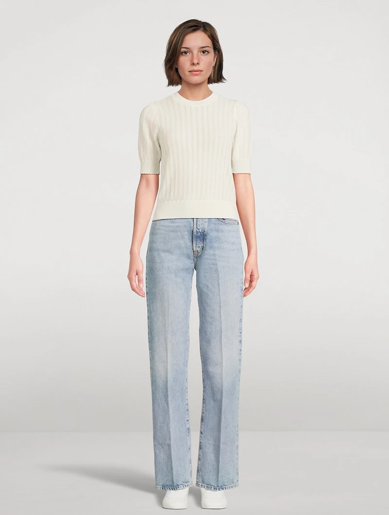 The Ladder Pointelle Cashmere Sweater