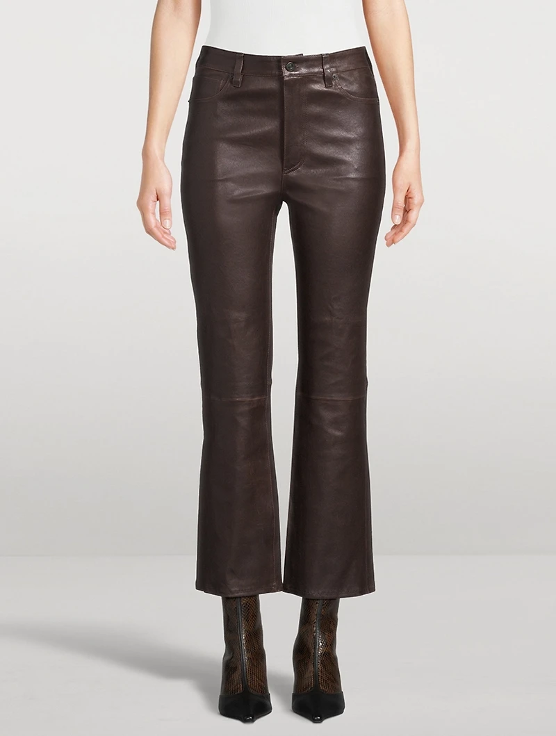 The Reboot Leather Bootcut Crop Trousers