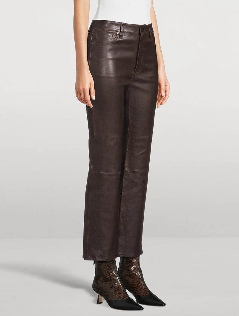The Reboot Leather Bootcut Crop Trousers