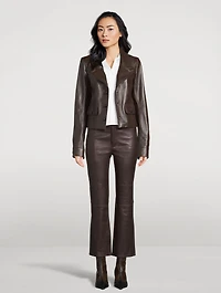 The Reboot Leather Bootcut Crop Trousers