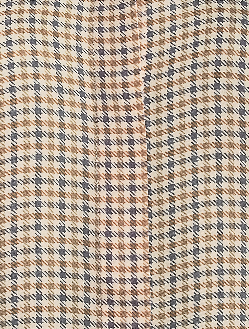 Gillian Puff-Sleeve Silk Shirt Houndstooth Print