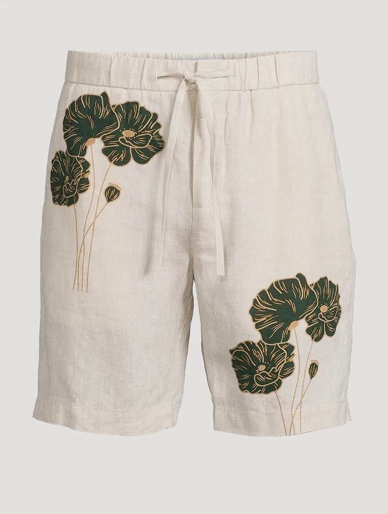 Felipe Linen Shorts Floral Print