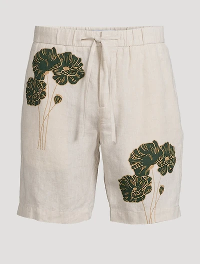 Felipe Linen Shorts Floral Print