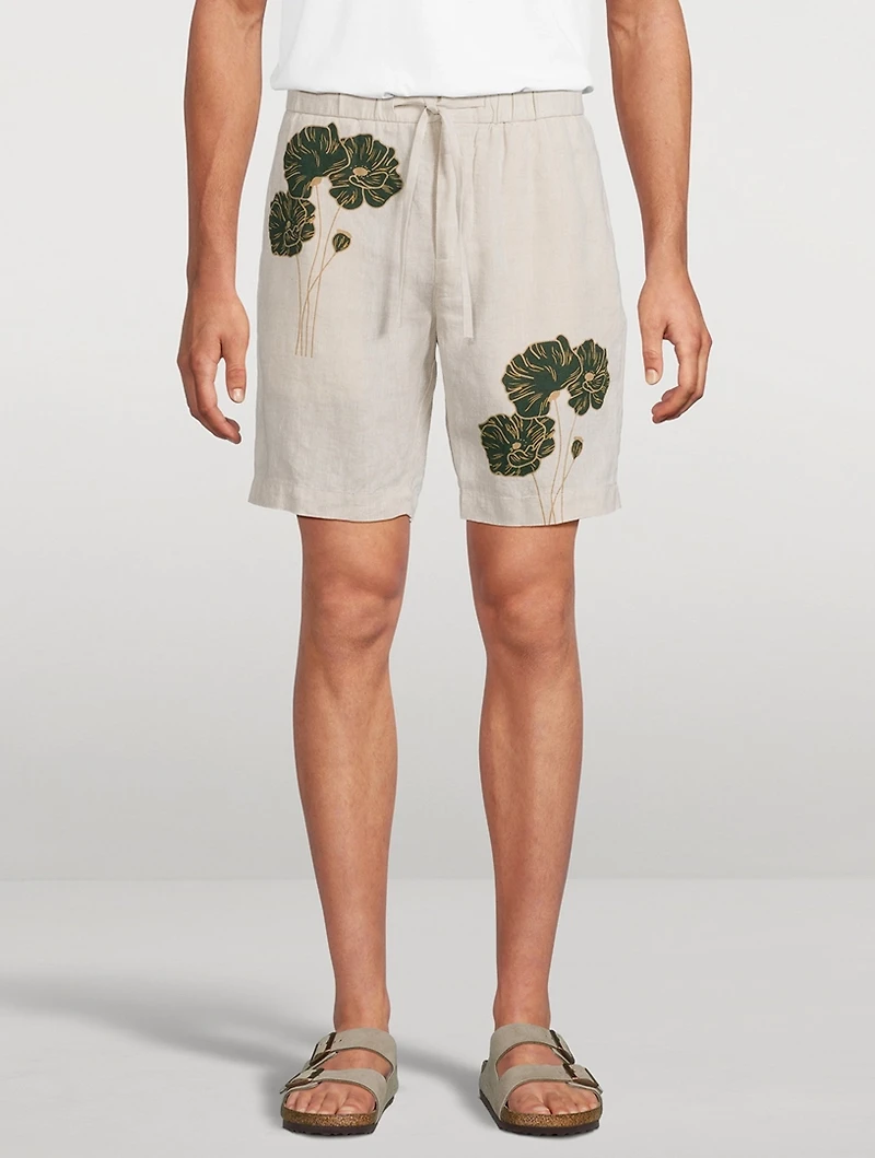 Felipe Linen Shorts Floral Print