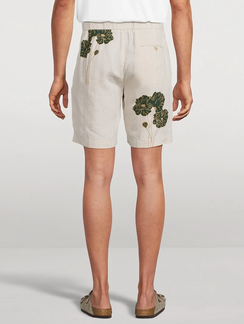 Felipe Linen Shorts Floral Print