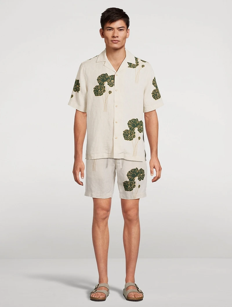Felipe Linen Shorts Floral Print