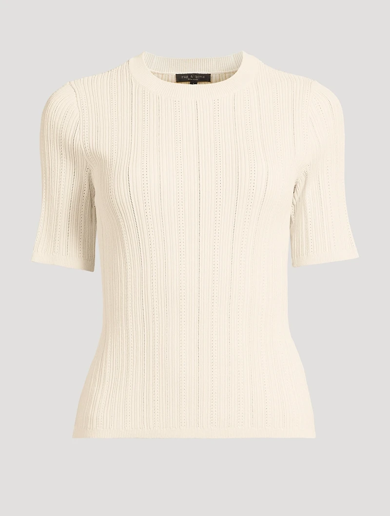 Camryn Pointelle Knit T-Shirt
