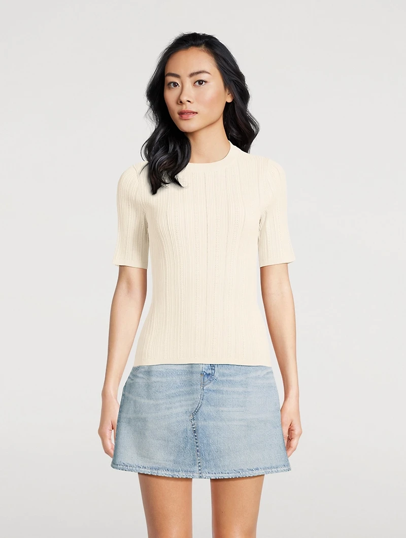 Camryn Pointelle Knit T-Shirt