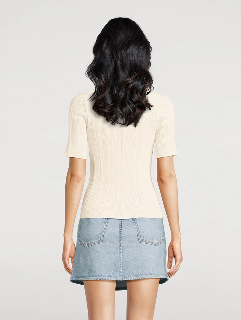 Camryn Pointelle Knit T-Shirt
