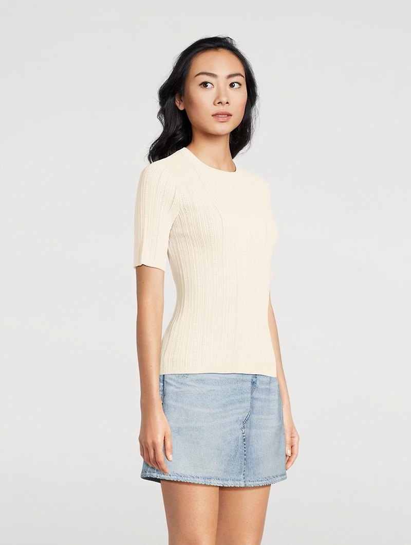 Camryn Pointelle Knit T-Shirt