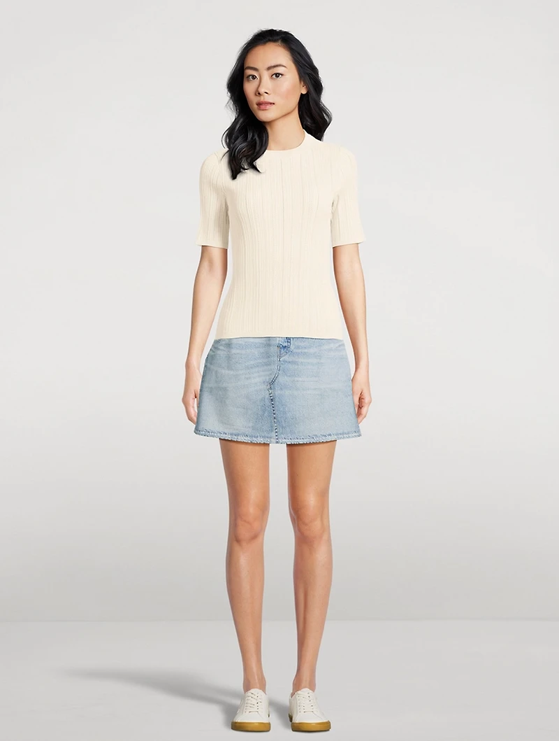Camryn Pointelle Knit T-Shirt